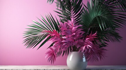 Fototapeta na wymiar A composition of lush tropical palm leaves. AI generated