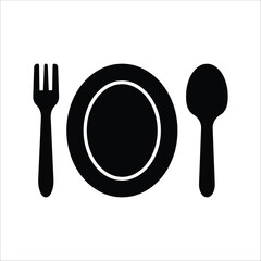 fork spoon and plate icon simple design art eps 10