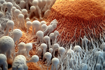 Obraz premium Generative AI - Electron microscopy of fungus