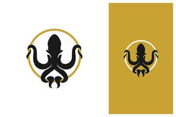 octopus or kraken hanging on a golden circle