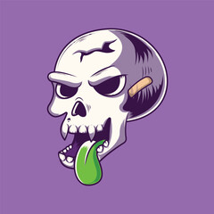 skull with tongue vector illustration