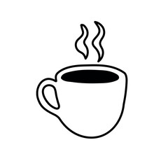 A cup of coffee doodle silhouette icon on white background. Vector illustration.