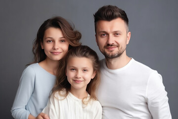 Fototapeta premium happy family mother father and kids at home. AI Generative