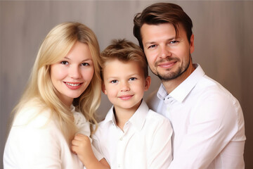 happy family mother father and kids at home. AI Generative