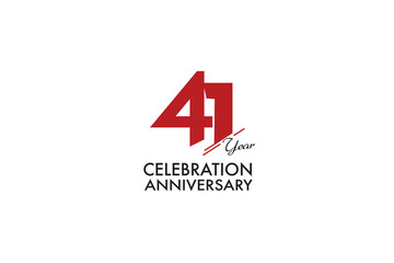 41th, 41 years, 41 year anniversary with red color isolated on white background, vector design for celebration vector