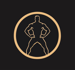 round icon of athlete silhouette. vector illustration
