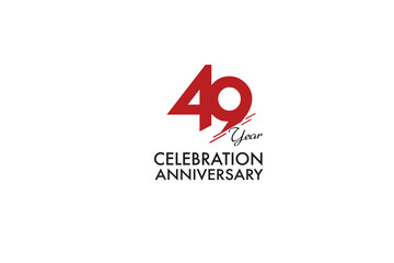 49th, 49 years, 49 year anniversary with red color isolated on white background, vector design for celebration vector
