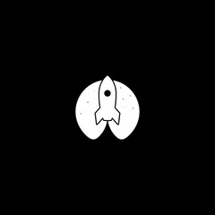 Rocket circle logo isolated on dark background