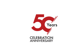 50th, 50 years, 50 year anniversary with red color isolated on white background, vector design for celebration vector