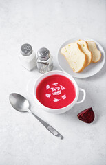 Beet puree soup in a bowl