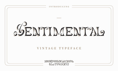 vintage retro luxury curvy calligraphic decorative alphabet typeface typography lettering font vector design