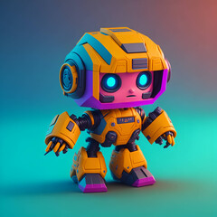Fototapeta premium Tiny cute isometric cyberpunk robot figure character