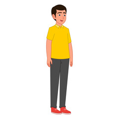 Vector cartoon illustration of indian male character, indian young character, young character