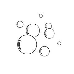 Soap bubbles doodle icon on white background. Vector illustration.