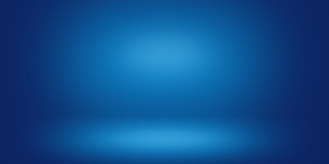 Blue light gradient wall background and floor, Effect cool tone wallpaper, Diffused beam of light.