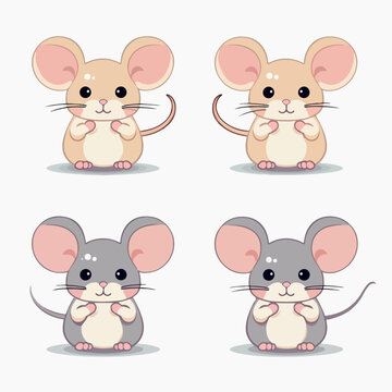 Cartoon mouse. Isolated on white background. Vector illustration for pet, animal, wildlife concept
