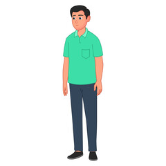 Indian young character, young character, standing pose, young father, cartoon character