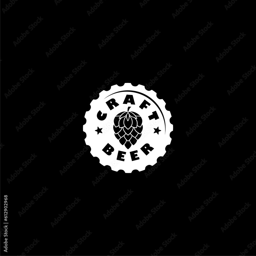 Sticker Craft beer logo isolated on dark background