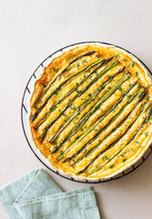 Asparagus quiche. Vegetarian food. French cuisine. Pie.