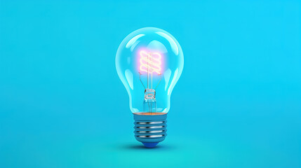 Yellow light bulb flat lay from above. Generative ai