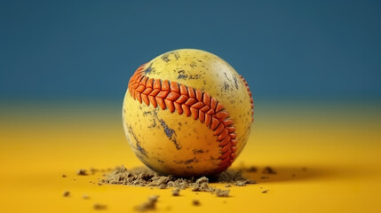 Dirty baseball isolated, Bright color. Generative ai
