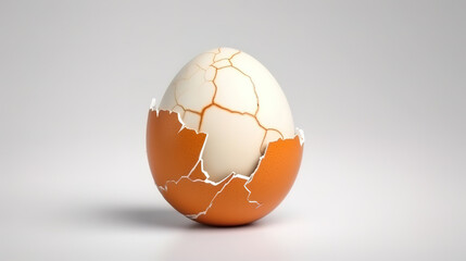 Cracked eggshell isolated. Generative ai