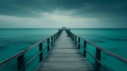 Fototapeta na wymiar wooden pier in the sea, generative Ai 