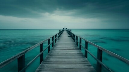 wooden pier in the sea, generative Ai 