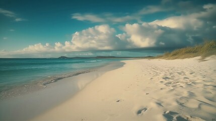 sand beach and blue sky, generative AI 