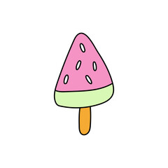 Popsicle fruits vector design. Popsicle fruity dessert with  watermelon for summer season iced cream flavors. Vector illustration.