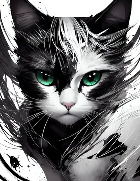 Mirada Centrada: Belleza Abstracta en Negro y Plata