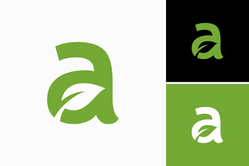 letter A leaf logo vector premium template
