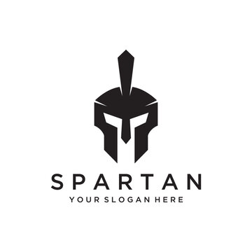 Simple Greek spartan warrior helmet Logo template design, with creative idea.
