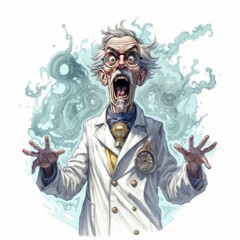 A mad scientist in a lab coat - obrazy, fototapety, plakaty
