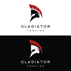 Simple Greek spartan warrior helmet Logo template design, with creative idea.