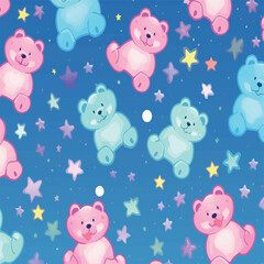 bear cartoon background on blue background
