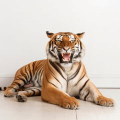 Obraz premium A tiger with its mouth open