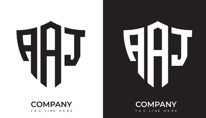 AAJ logo. AAJ shield logo design. AAJ logo for technology, business and real estate brand