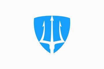 trident shield logo vector premium template