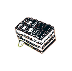 Color sketch of a layer cake slice with transparent background