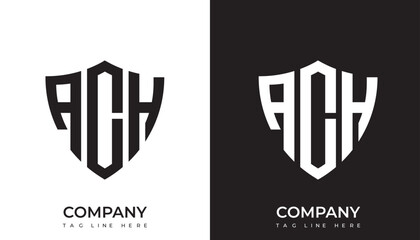 ACH logo. ACH shield logo design. ACH logo for technology, business and real estate brand