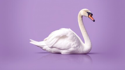 White swan on a purple background.