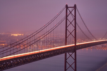 Bridge lights, 25th of April Bridge, Lisbon, Portugal