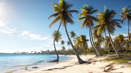 Obraz na płótnie Canvas Coconut palm trees an pristine bounty beach