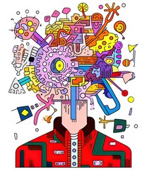 Explosive head creative man vector illustration made with Generative AI