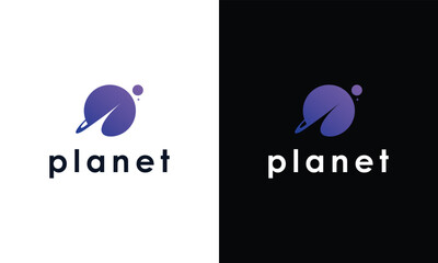 vector planet logo satellite design template cosmos best concept web icon app science
