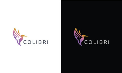 Line art hummingbird logo colibri vector, label, badge, illustration design © Elite_Global