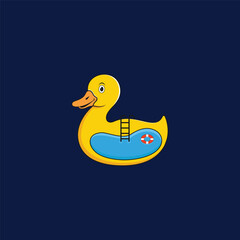 Duck swiming pool logo design playfull