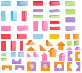 set collection Wooden cube color on a white background close-up