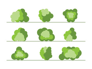 Bushes. Set of bushes created from circles of different colors. Vector